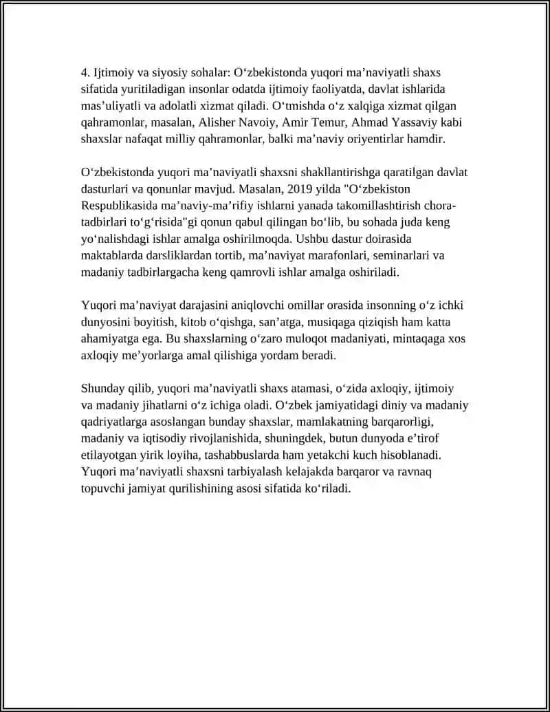 YUKSAK MAʼNAVIYATLI SHAXSNI SHAKLLANTIRISH 4