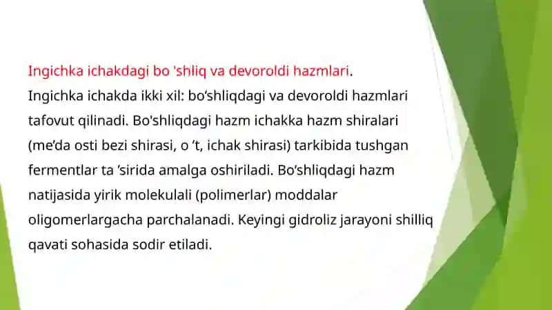 Ingichka va yog’on ichakda ovqat hazm bolishi 4