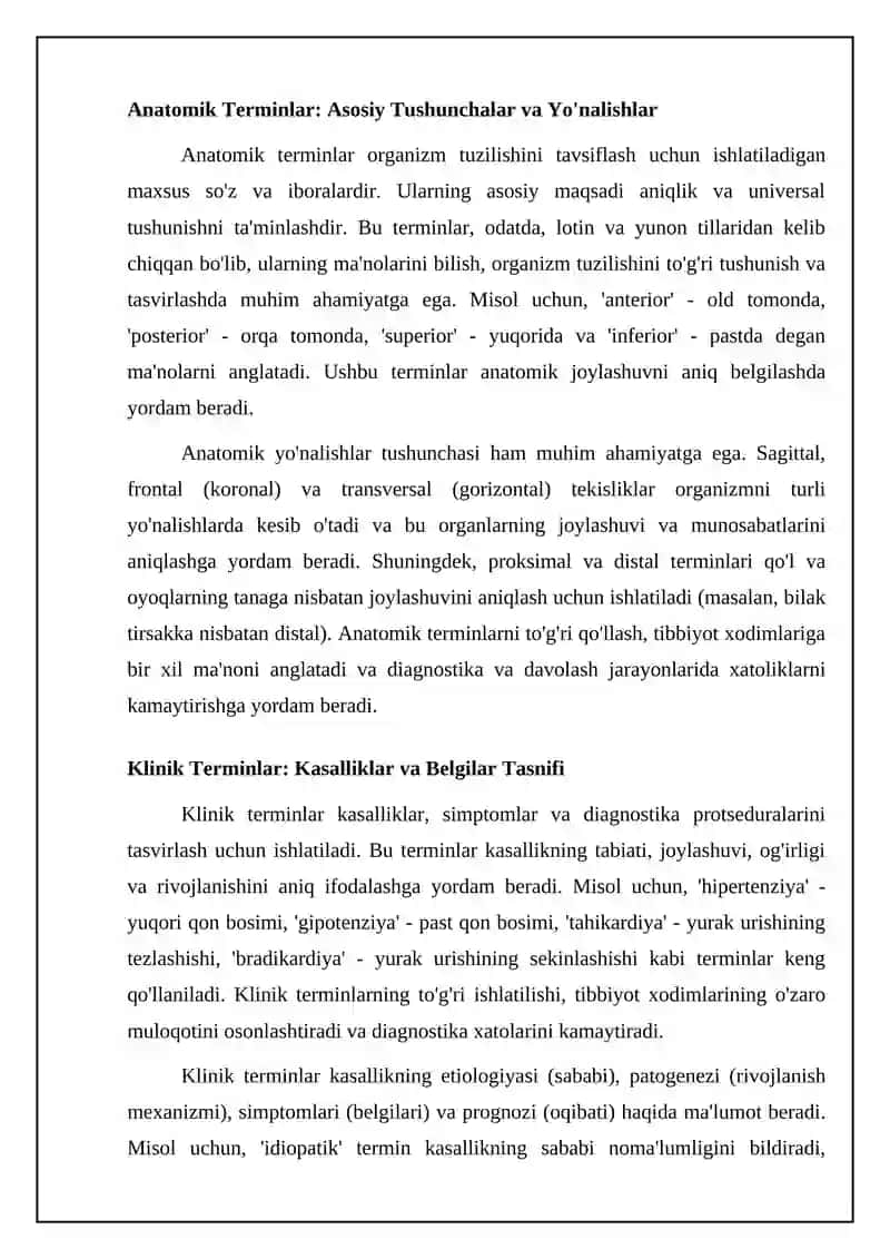 Anatomik, Klinik va Farmatsevtik Terminlar Asoslari 4