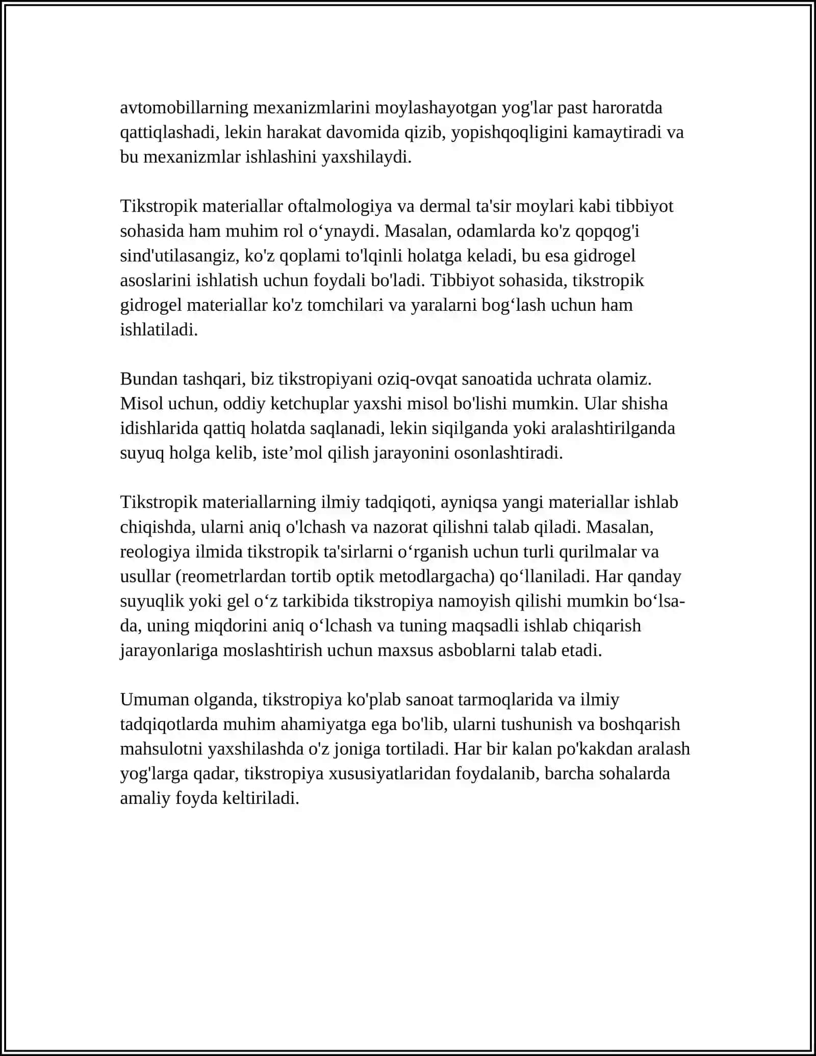 IVIQLAR VA GЕLLARNING TIKSOTROPIYASI. SINЕRЕZIS 4