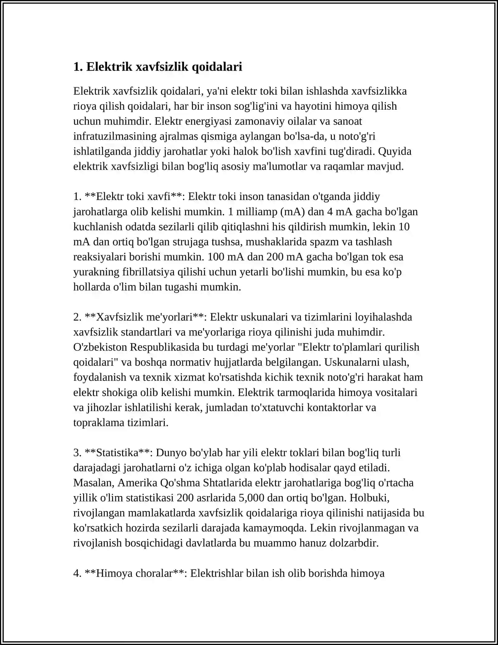 Elektrik xavfsizlik qoidalari 4