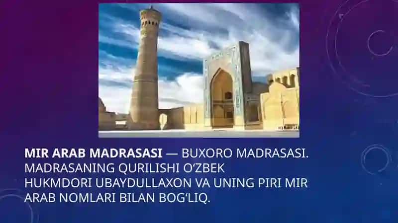 BUXORODA JOYLASHGAN TARIXIY OBIDALAR 4