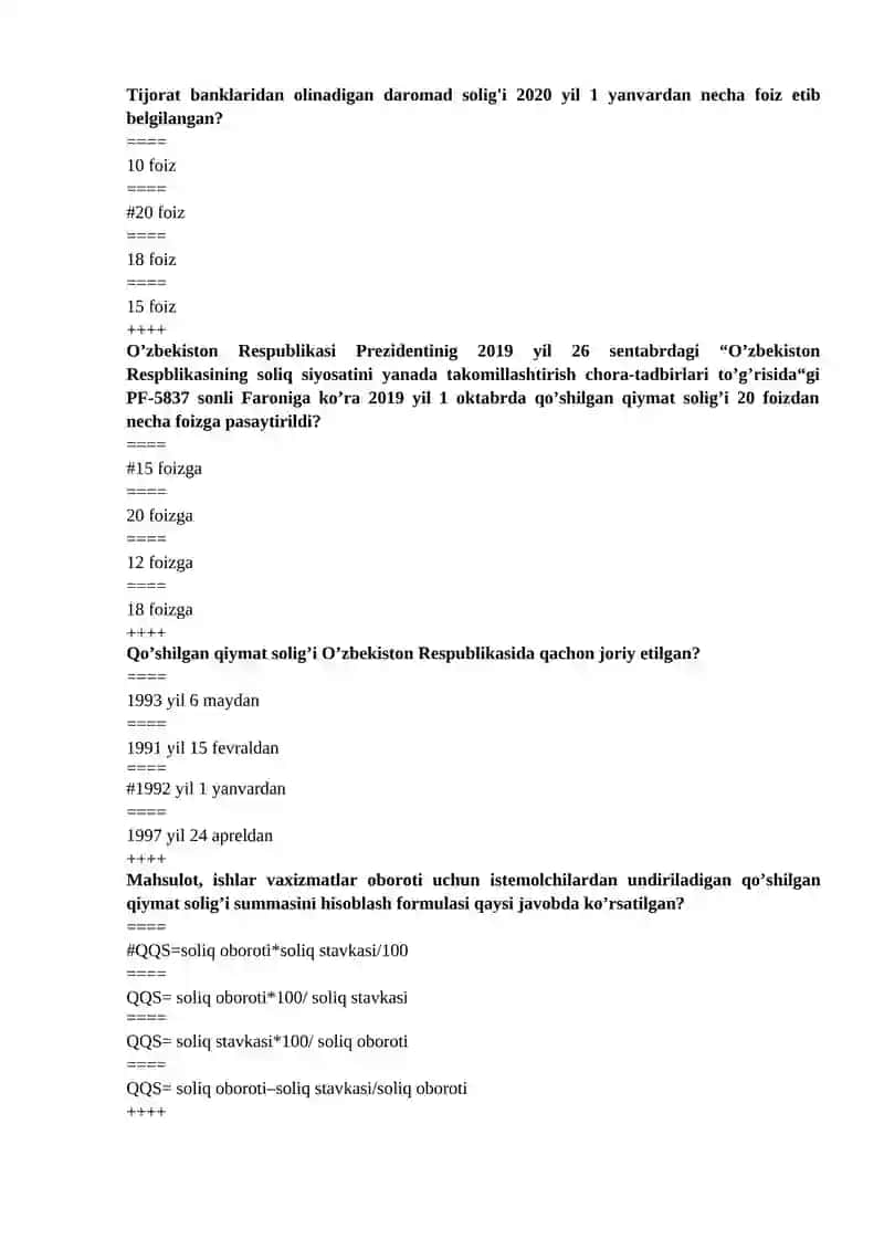 Soliq Yakuniy savollari va javoblari . 4