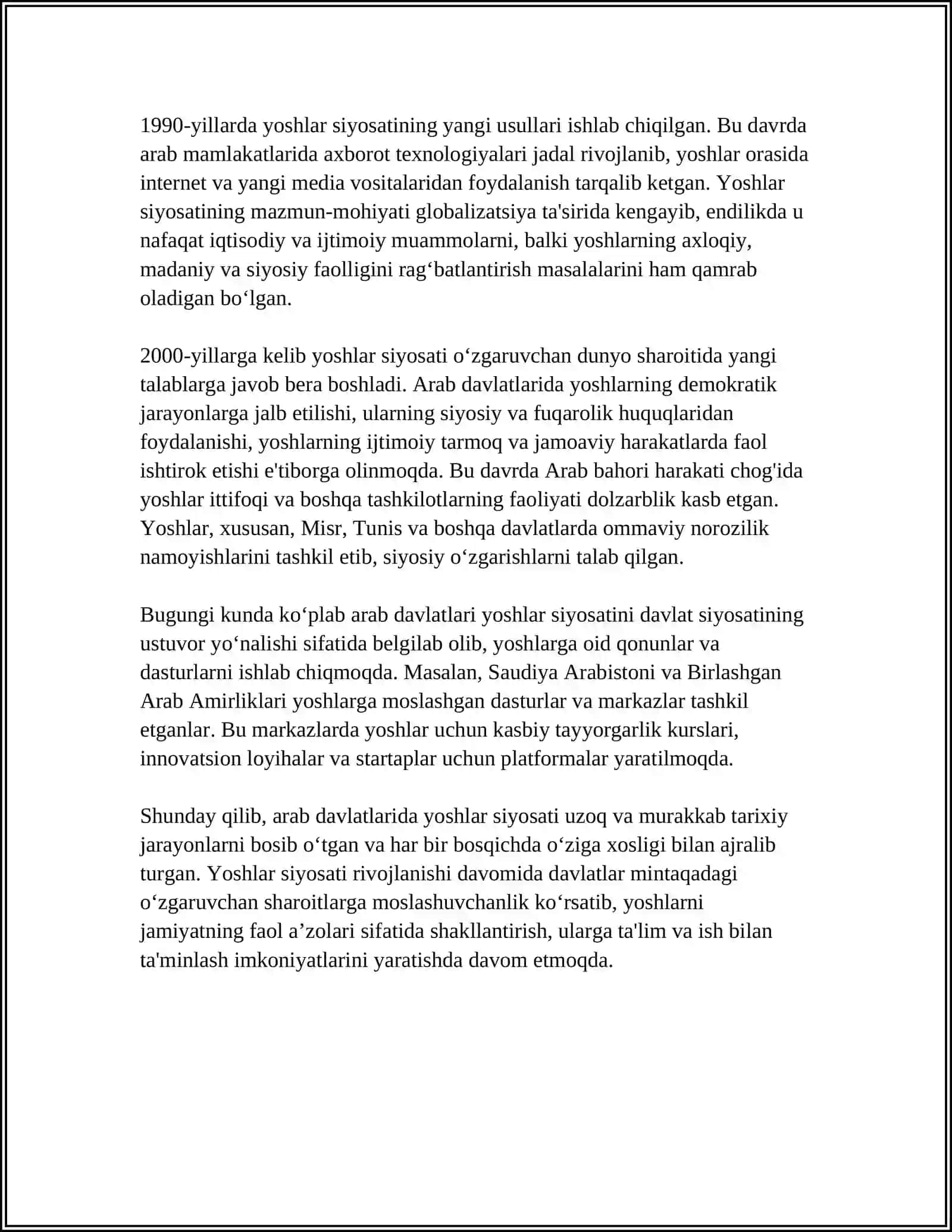 ARAB DAVLATLARIDA YOSHLAR SIYOSATI 4