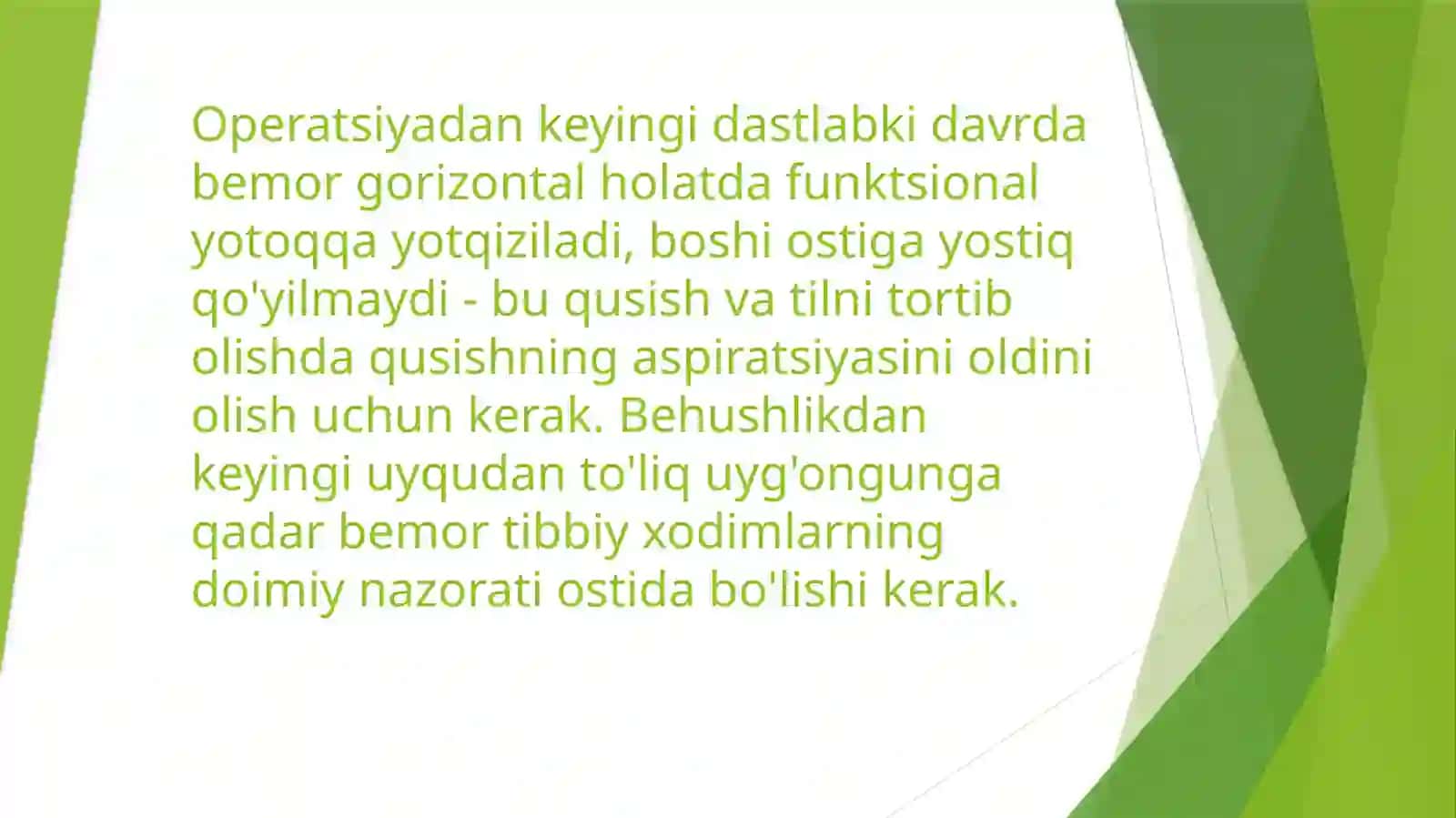 Bemorni operatsiyadan keyingi davrda parvarish qilish 4