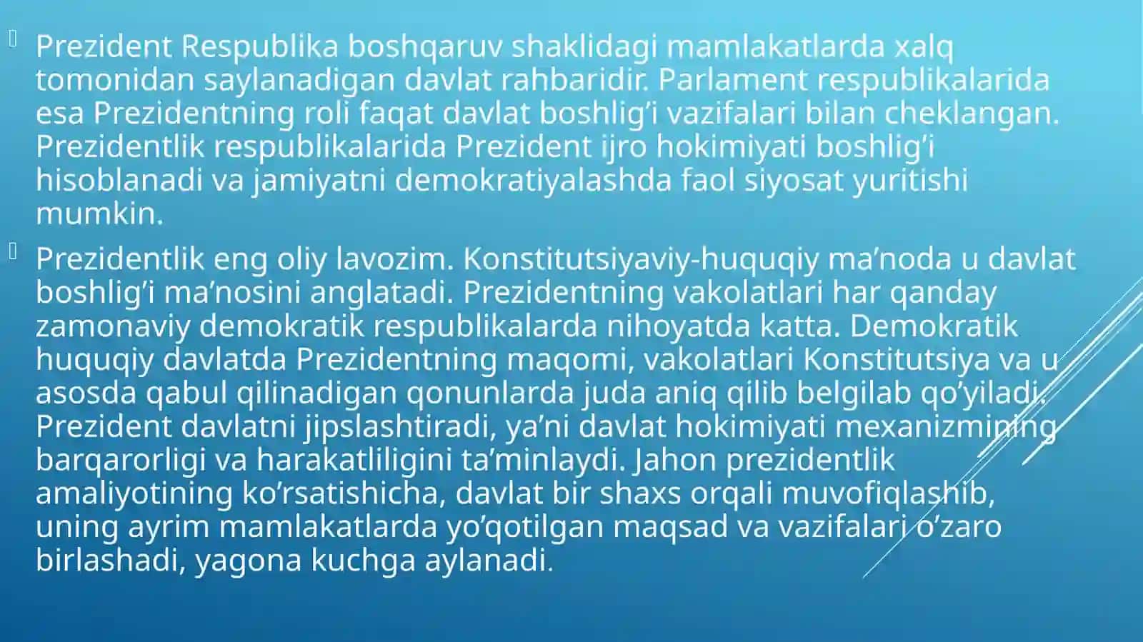 O’ZBEKISTON RESPUBLIKASIDA PREZIDENTLIK LAVOZIMI TA’SIS ETILISHI 4