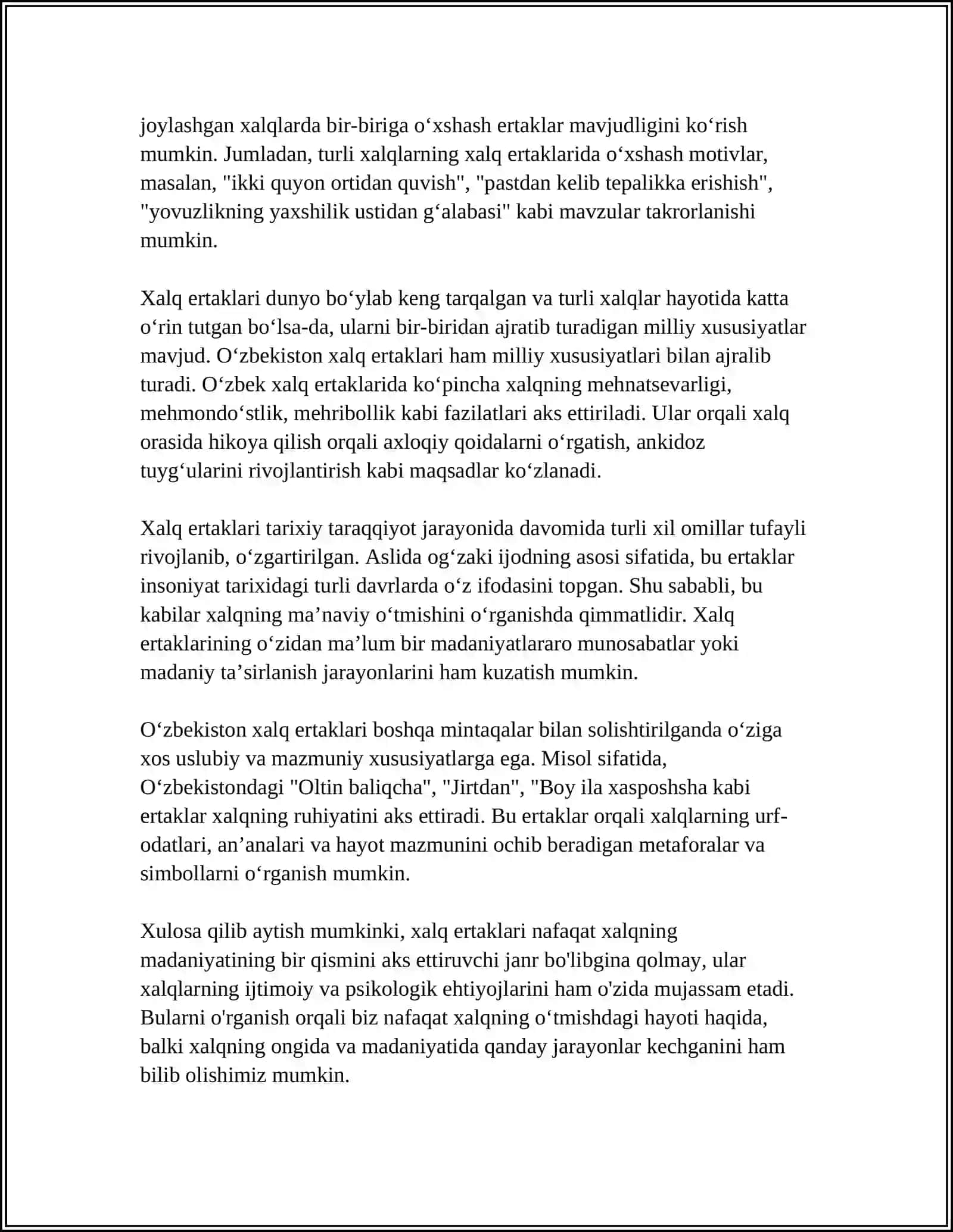 Xalq Ertaklarining Janr Xususiyatlari 4