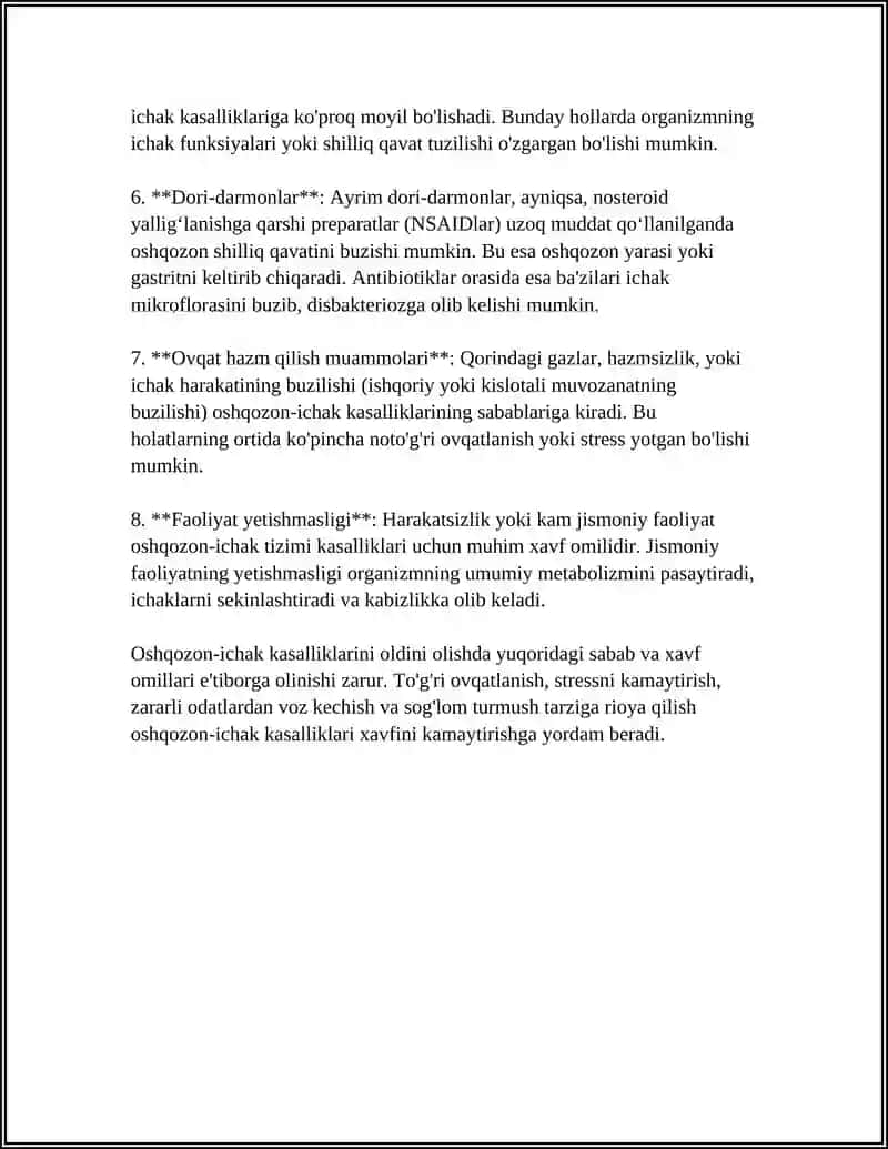 OSHQOZON ICHAK KASALIKLARI ULARNI OLDINI OLISH 4