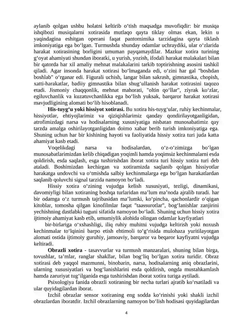 Xotira va Tafakkur 4