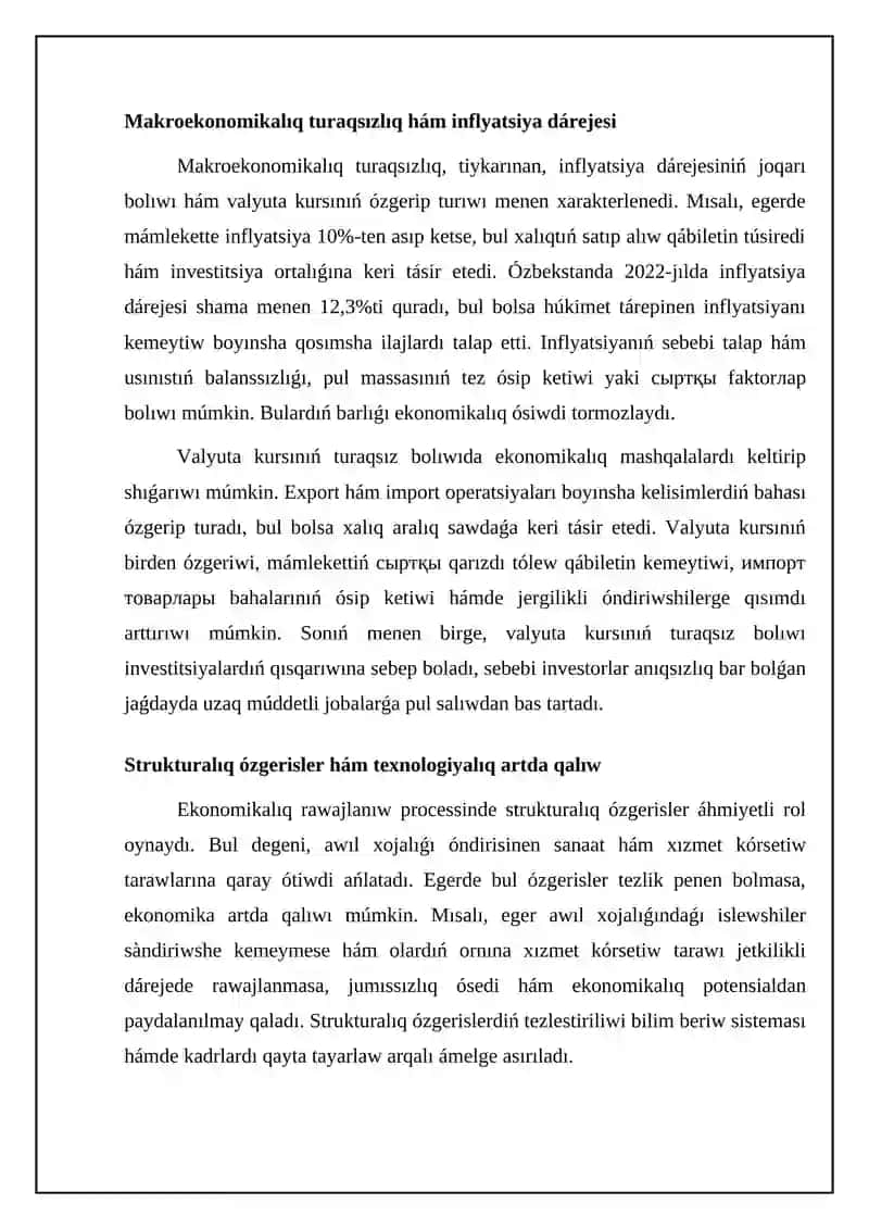 Ekonomikalıq ma'selelerdin' pu'tin sheshimin tabiw 4