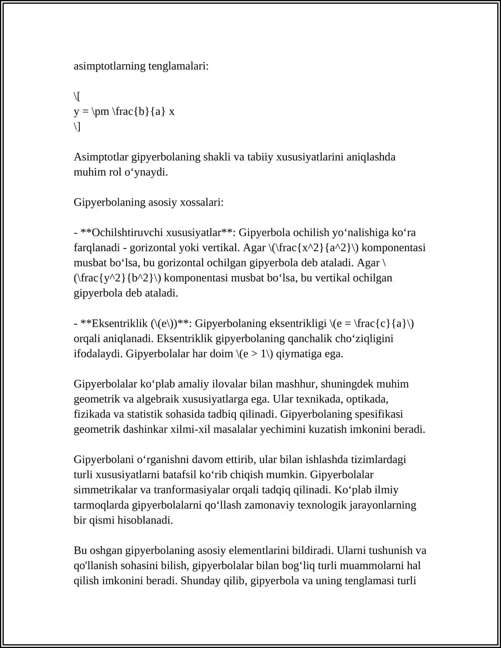 GIPERBOLA VA UNING ELEMENTLARI 4