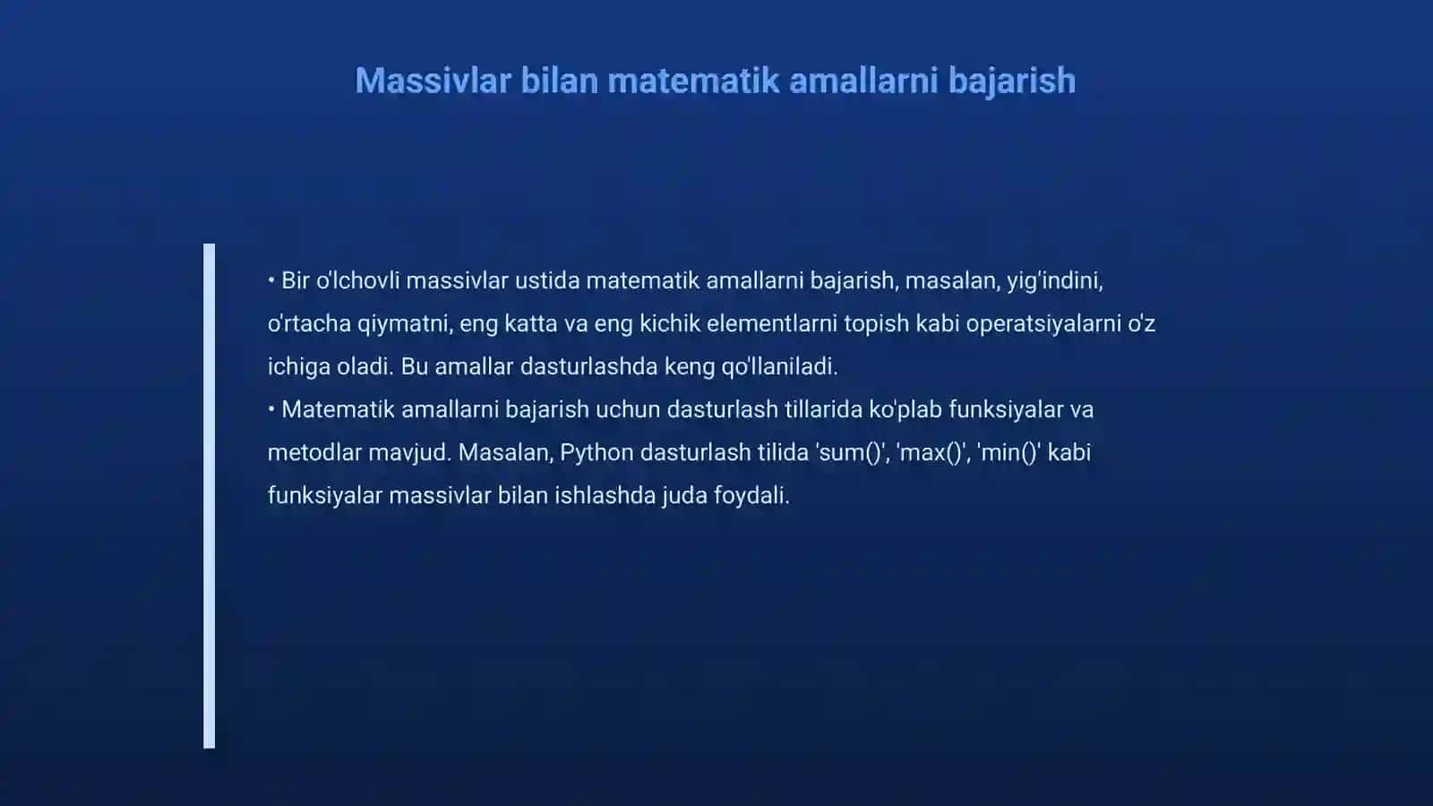 Fan Dasturlash asoslari 4