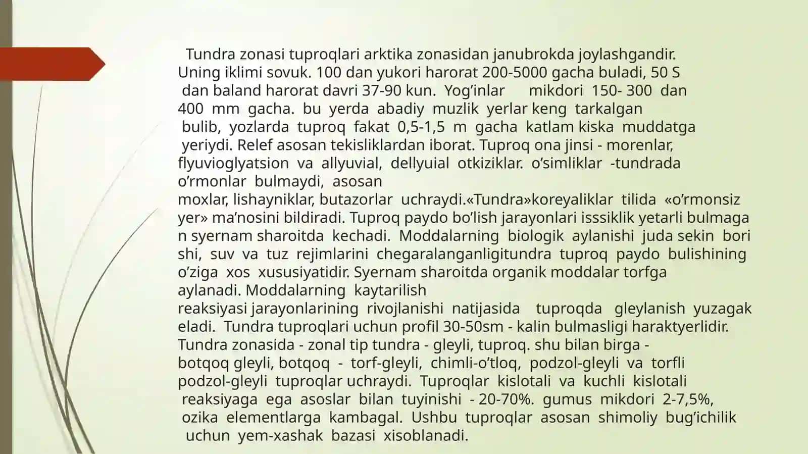 Arktika, tundra va o’rmon tundra tuproqlari 4