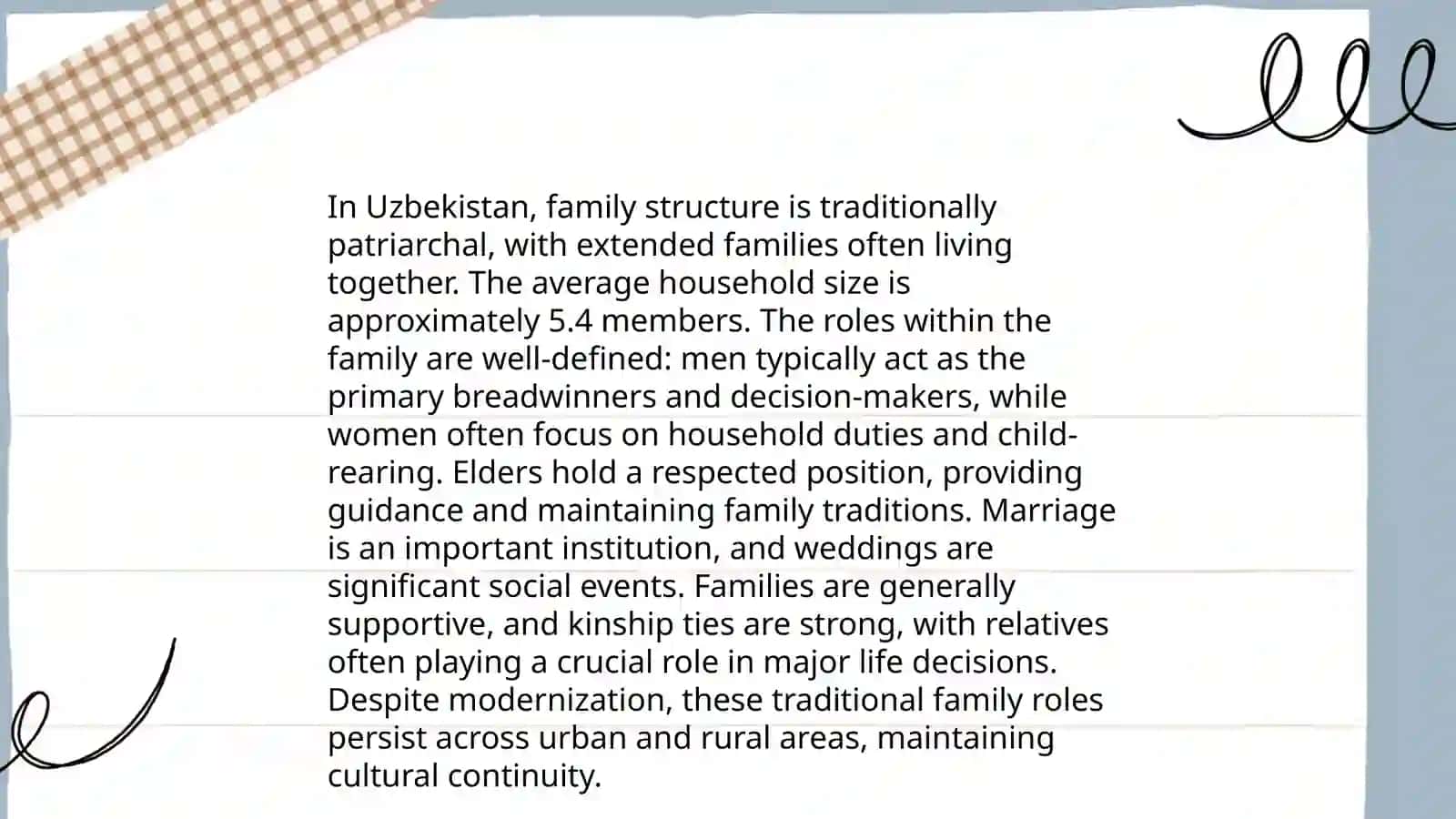 Family Life in Uzbekistan Comparison Presentation 4