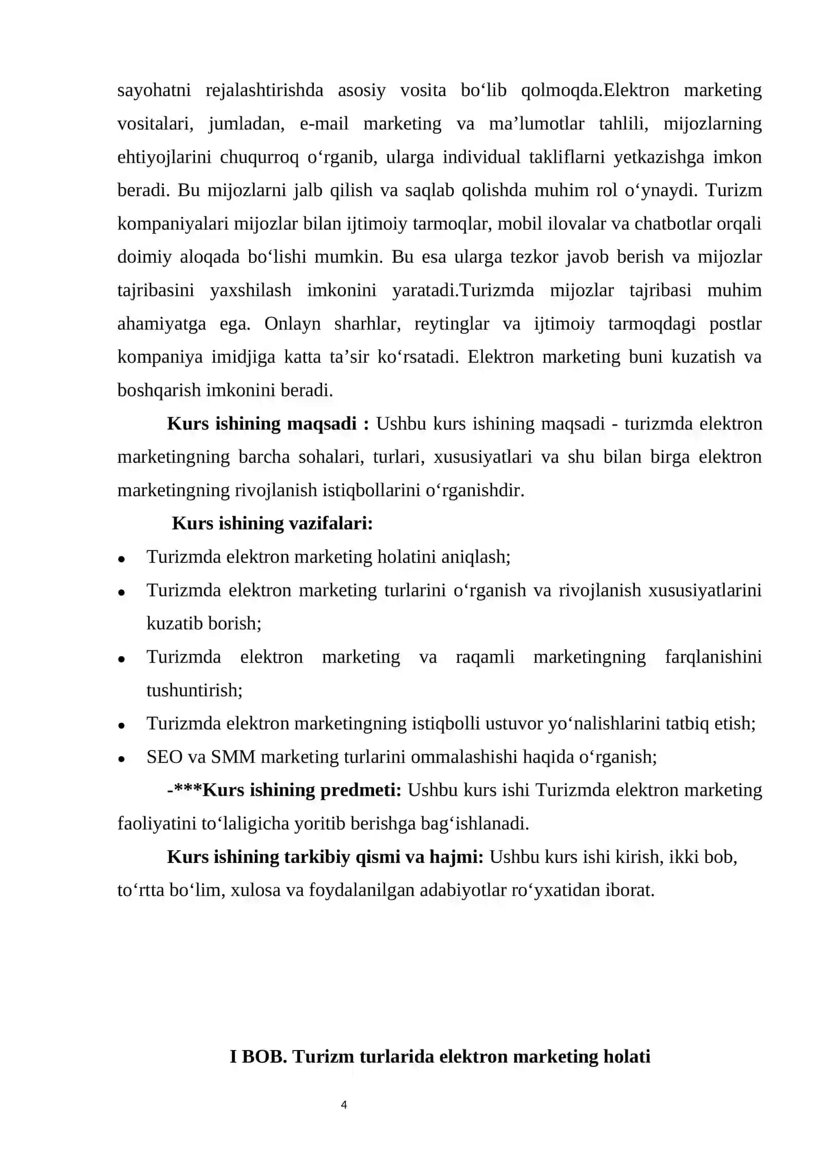 TURIZMDA ELEKTRON MARKETING TASNIFI 4