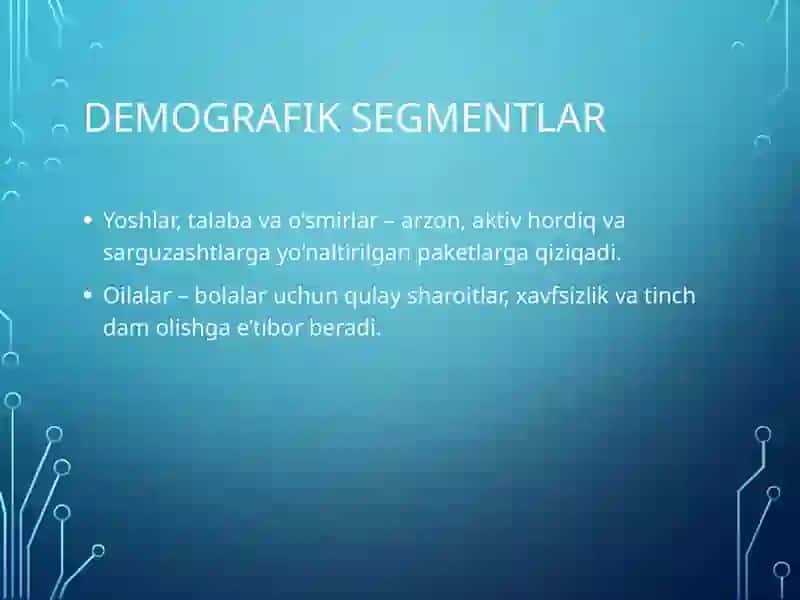 Turizm marketingi bo‘yicha taqdimot 4