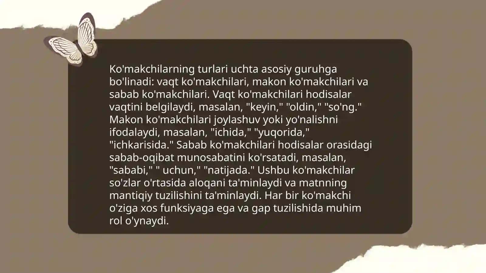 Shevalarda yordamchi so'zlar 4