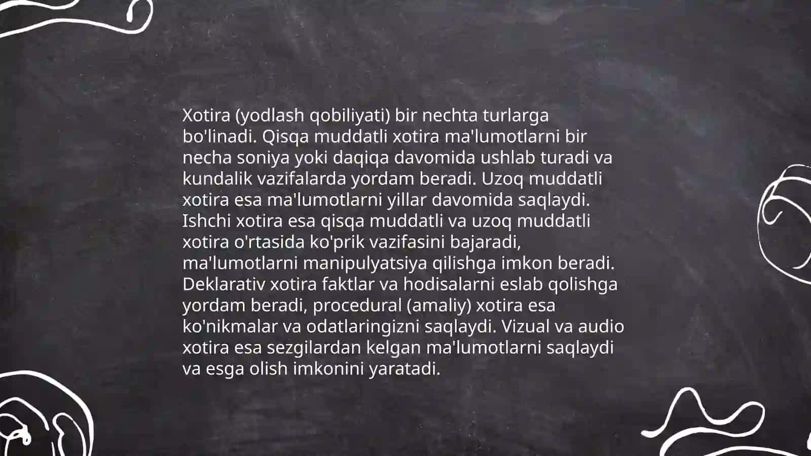Xotira va unga ta'sir etuvchi omillar 4
