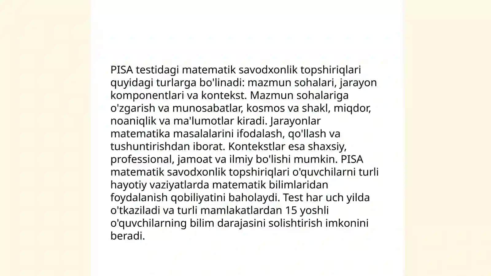 PISA xalqaro baholash dasturi 4