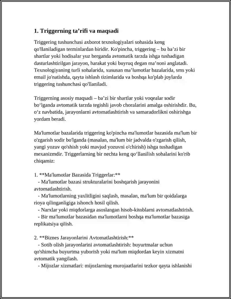 TRIGGERLARNING ASOSIY TURLARI VA VAZIFALARI 4