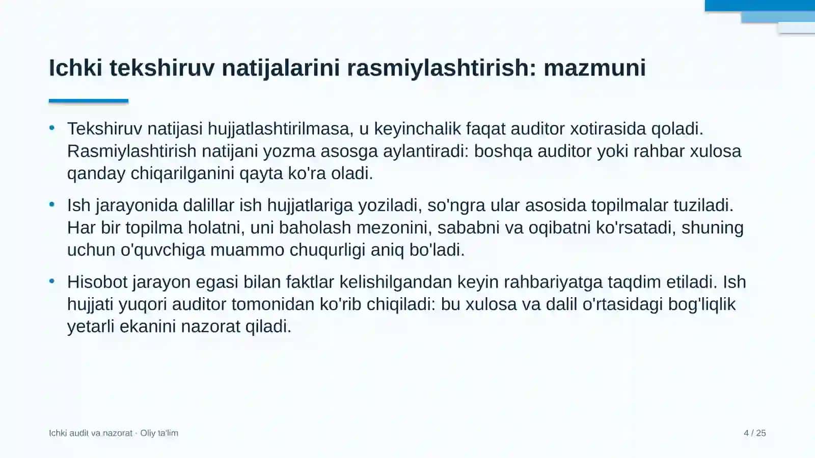 Zargarlik do'konlarida ichki tekshiruv natijalarini rasmiylashtirish 4