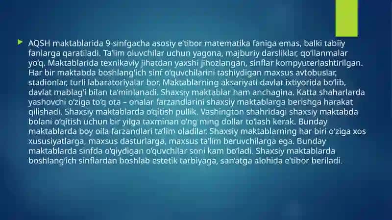 Amerika Qo‘shma Shtatlarida ta’lim tizimi 4