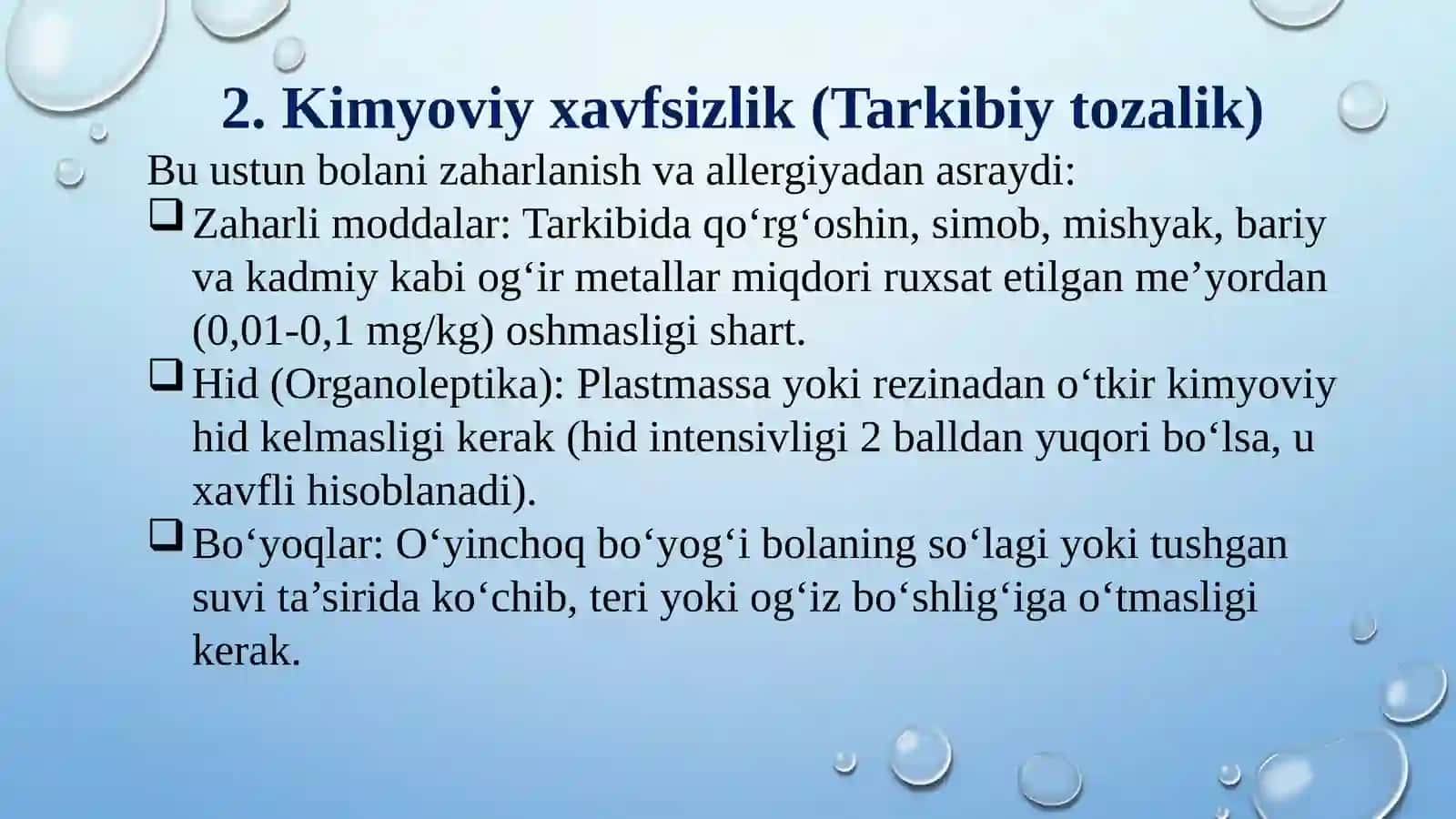 Bolalar oʼyinchoqlariga qoʻyiladigan talablar 4