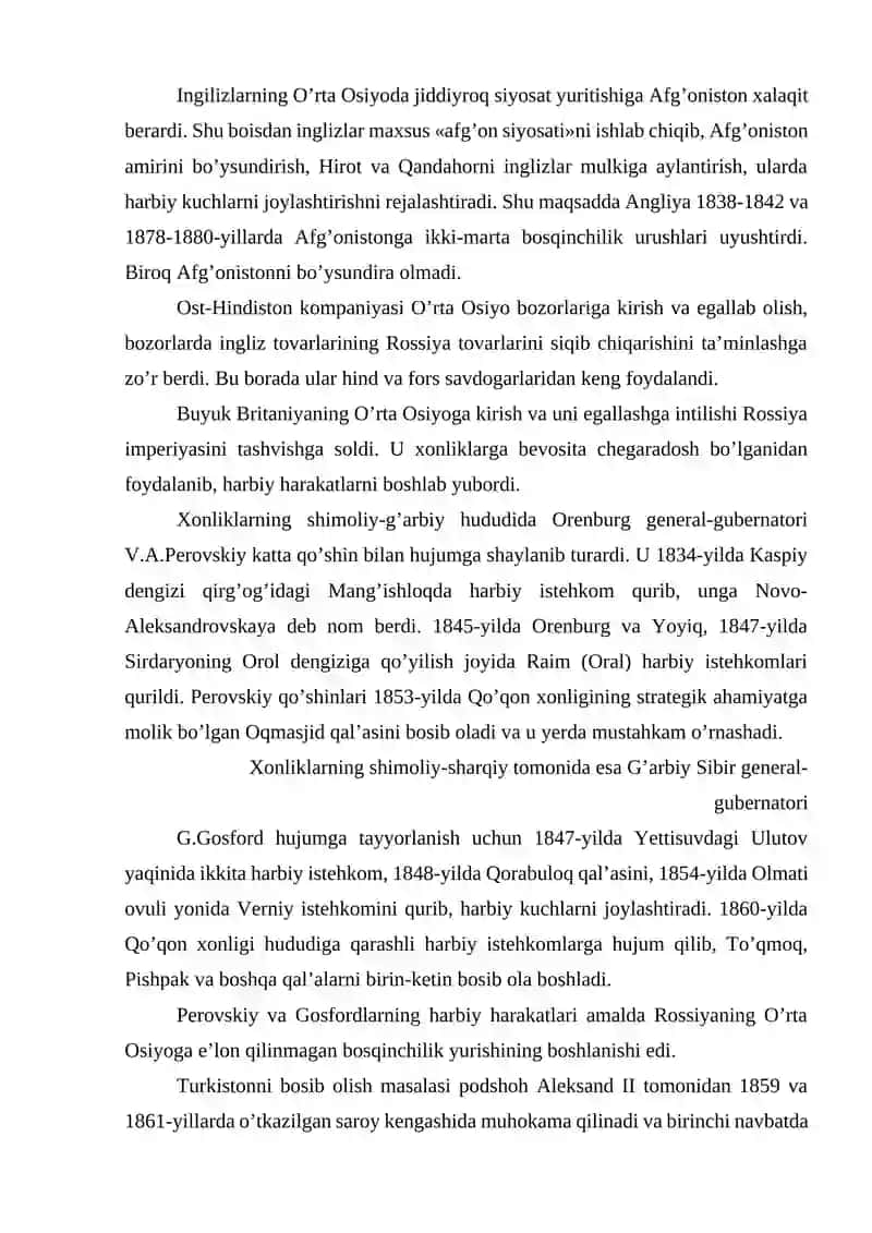 O'zbek xonliklarining Rossiya imperiyasi tomonidan bosib olinishi 4