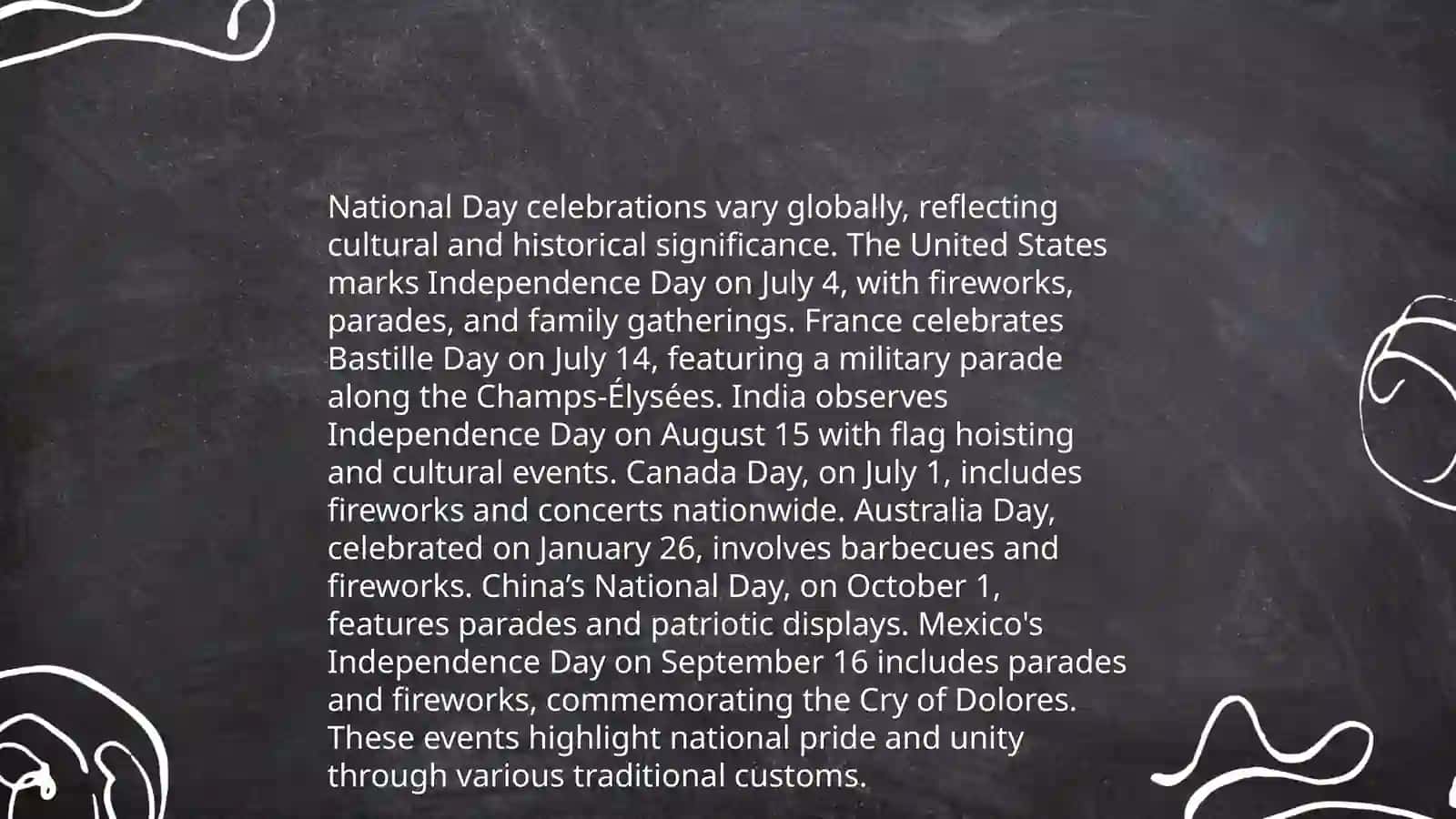 National holidays of the countries where the language is being studied 4