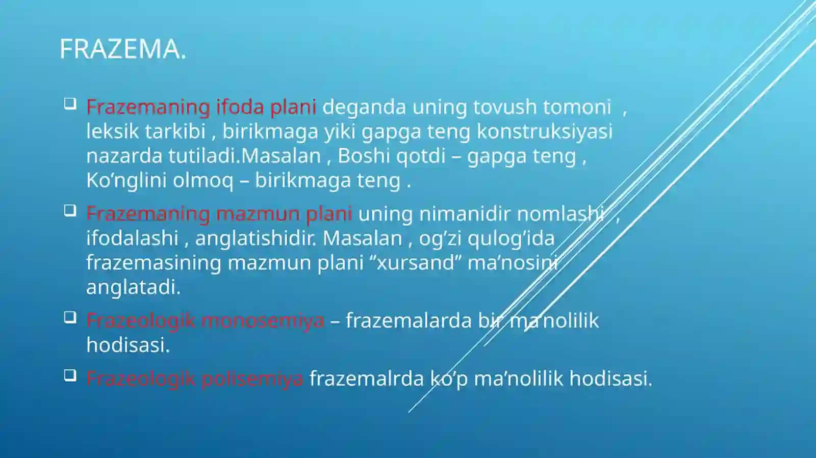 Barqaror birikmalar. Frazeologiya. 4