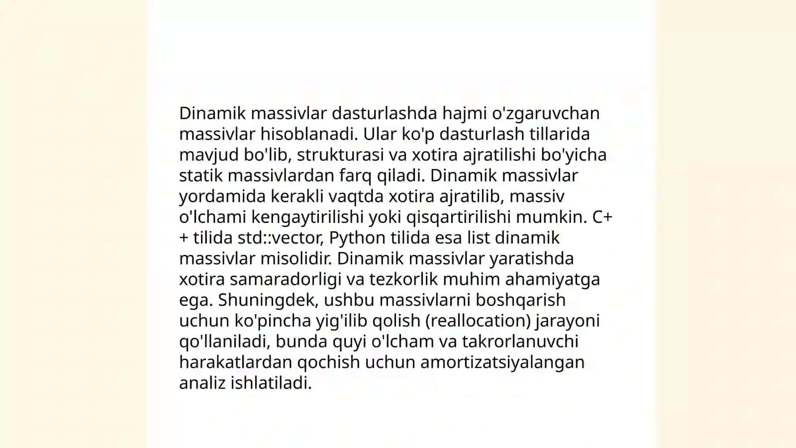 Dynamic massivlar 4