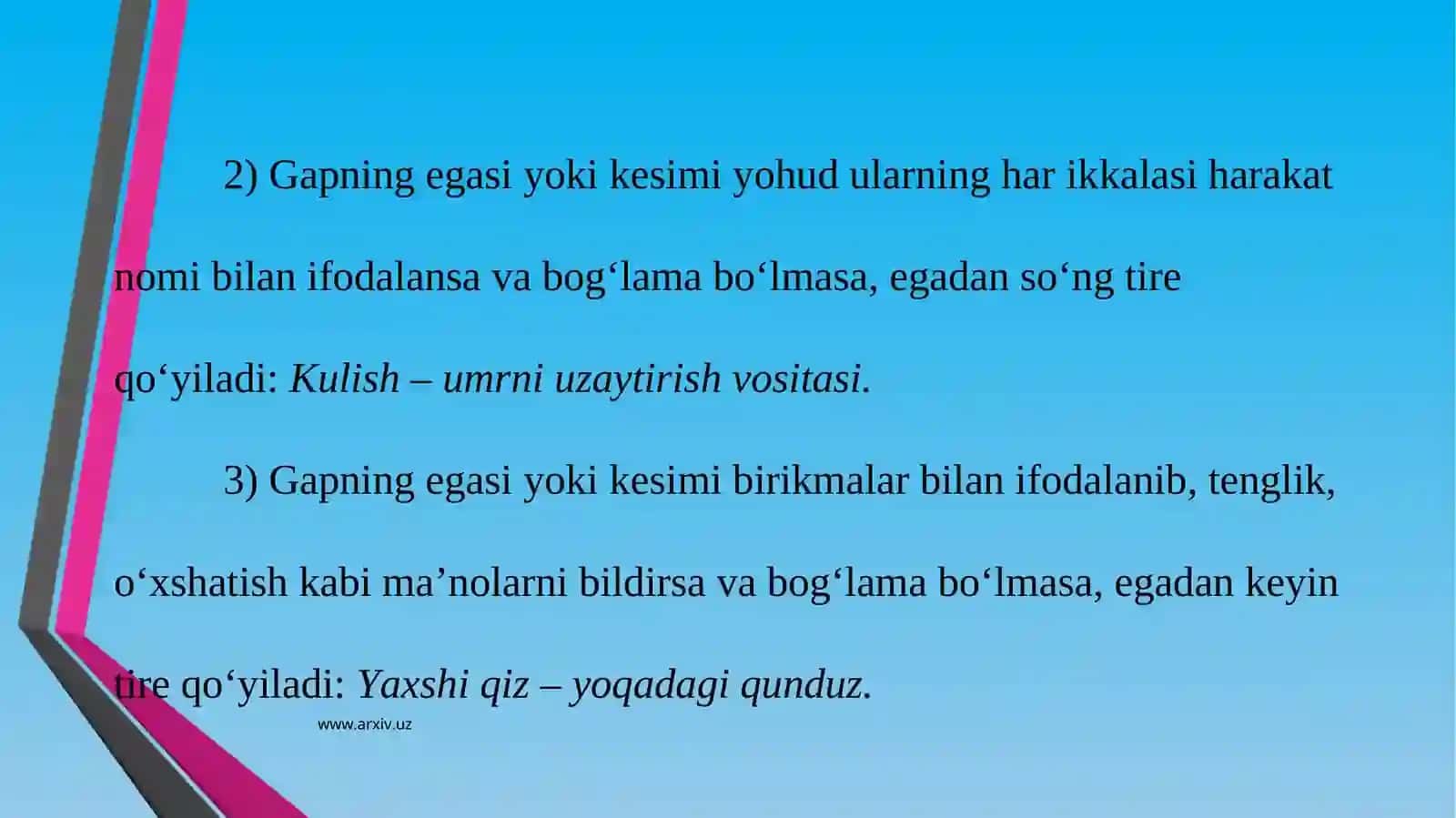 Ega va kesim orasida tirening qo`llanilishi 4