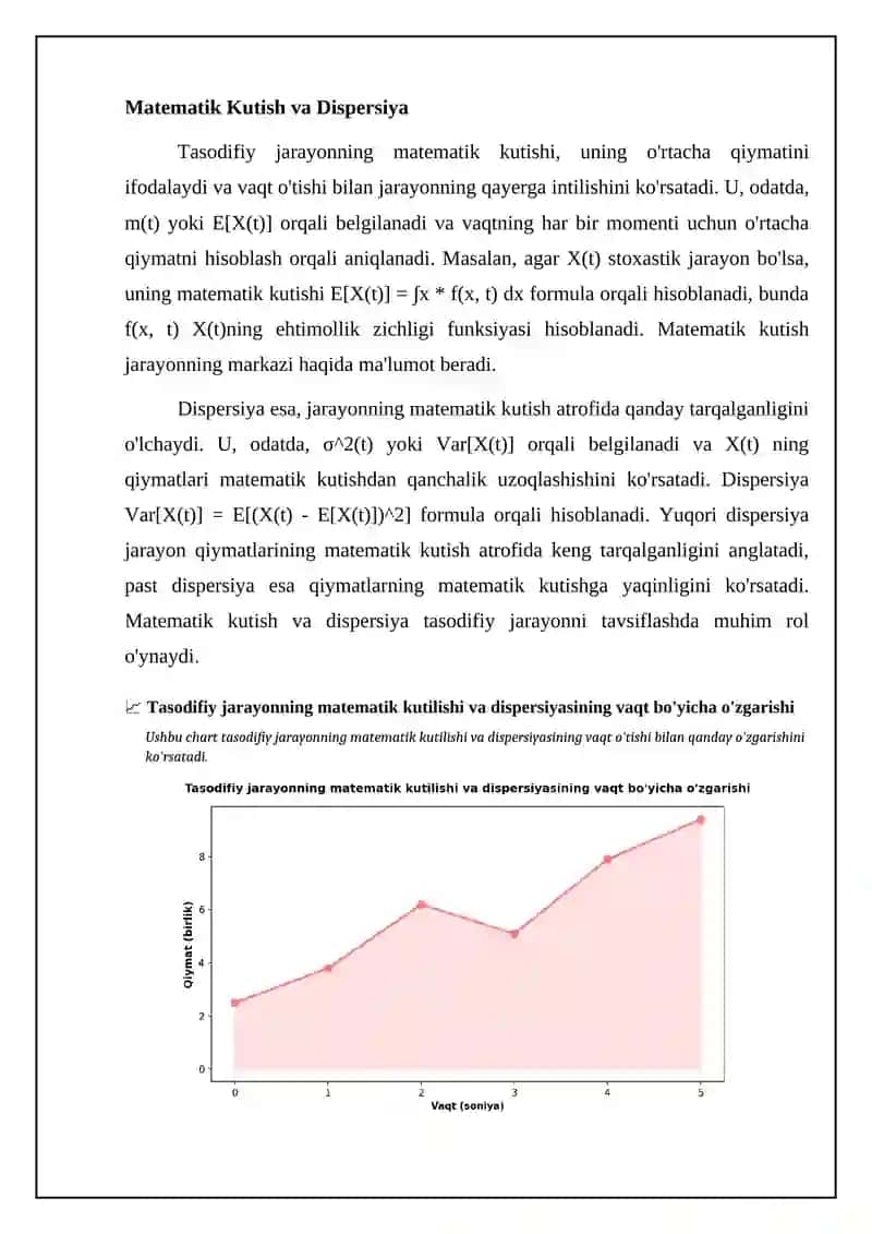 Tasodifiy jarayonlarning tavsiflarini hisoblash 4