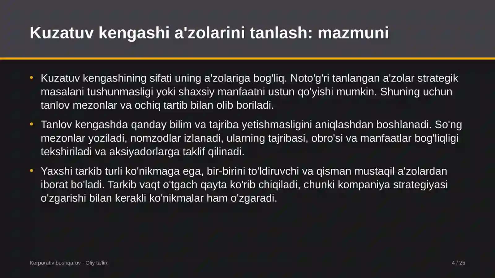 neft mahsulotlari savdosida kuzatuv kengashi a'zolarini tanlash 8398 4