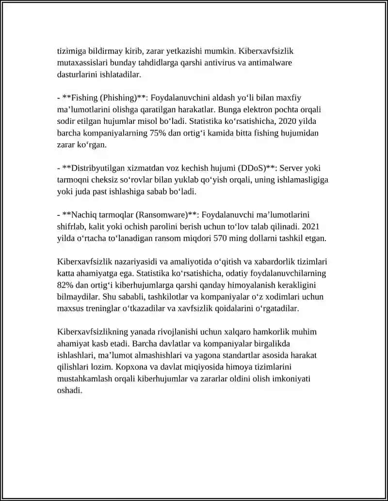 KIBERXAVFSIZLIKNING BILIM SOHALARI 4