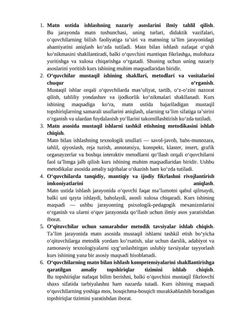 Matn ustida ishlash metodikasi 4