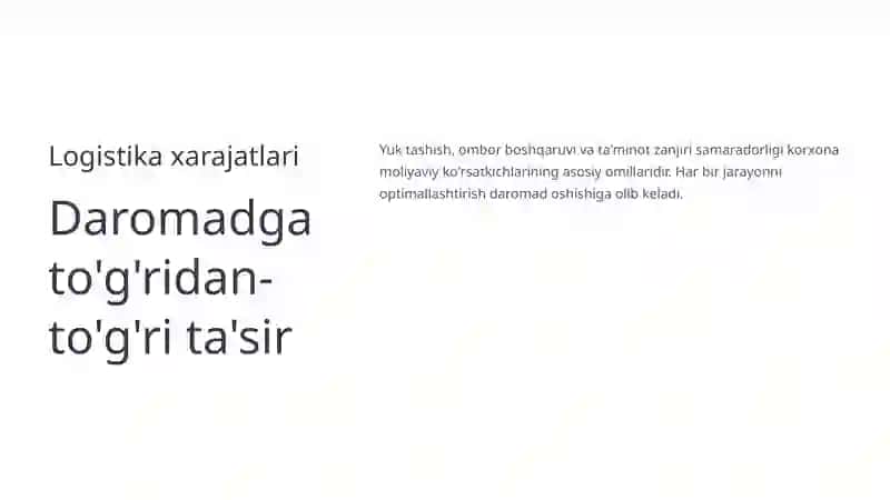 Logistika xarajatlarining korxona daromadiga ta'siri 4