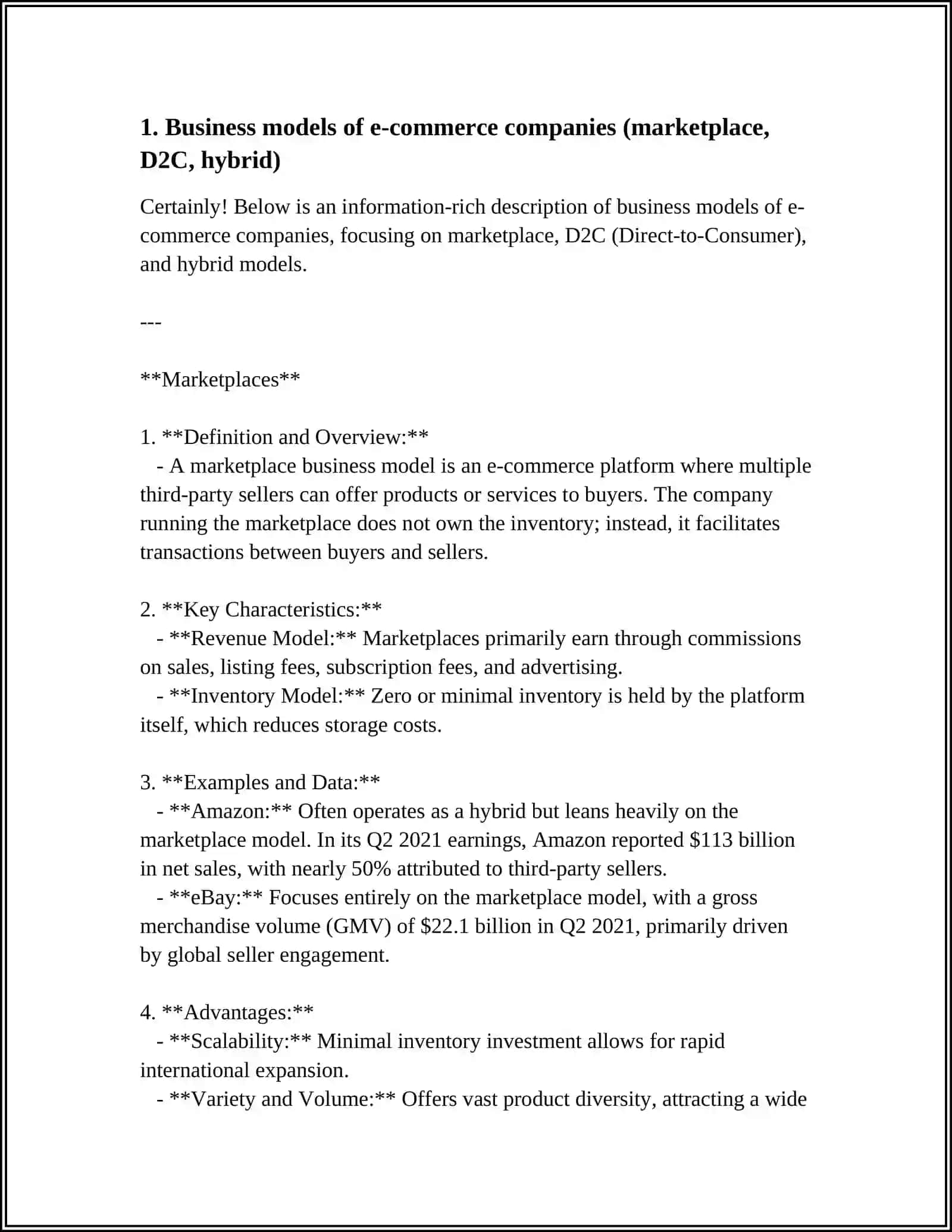 Business models of e-commerce companies 4