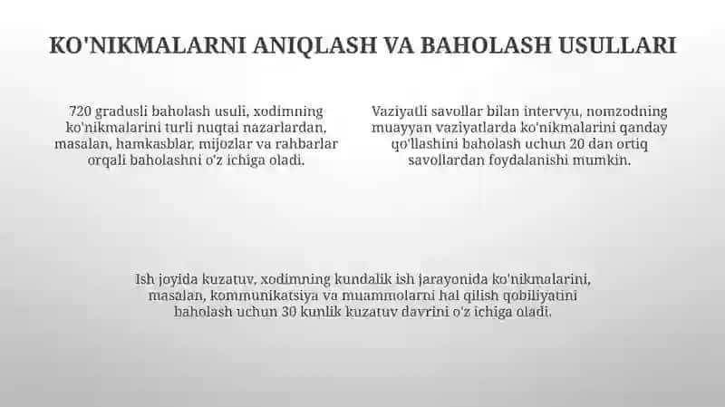 Faoliyatning oʻzlashtirilishi va malakalarini egallash 4