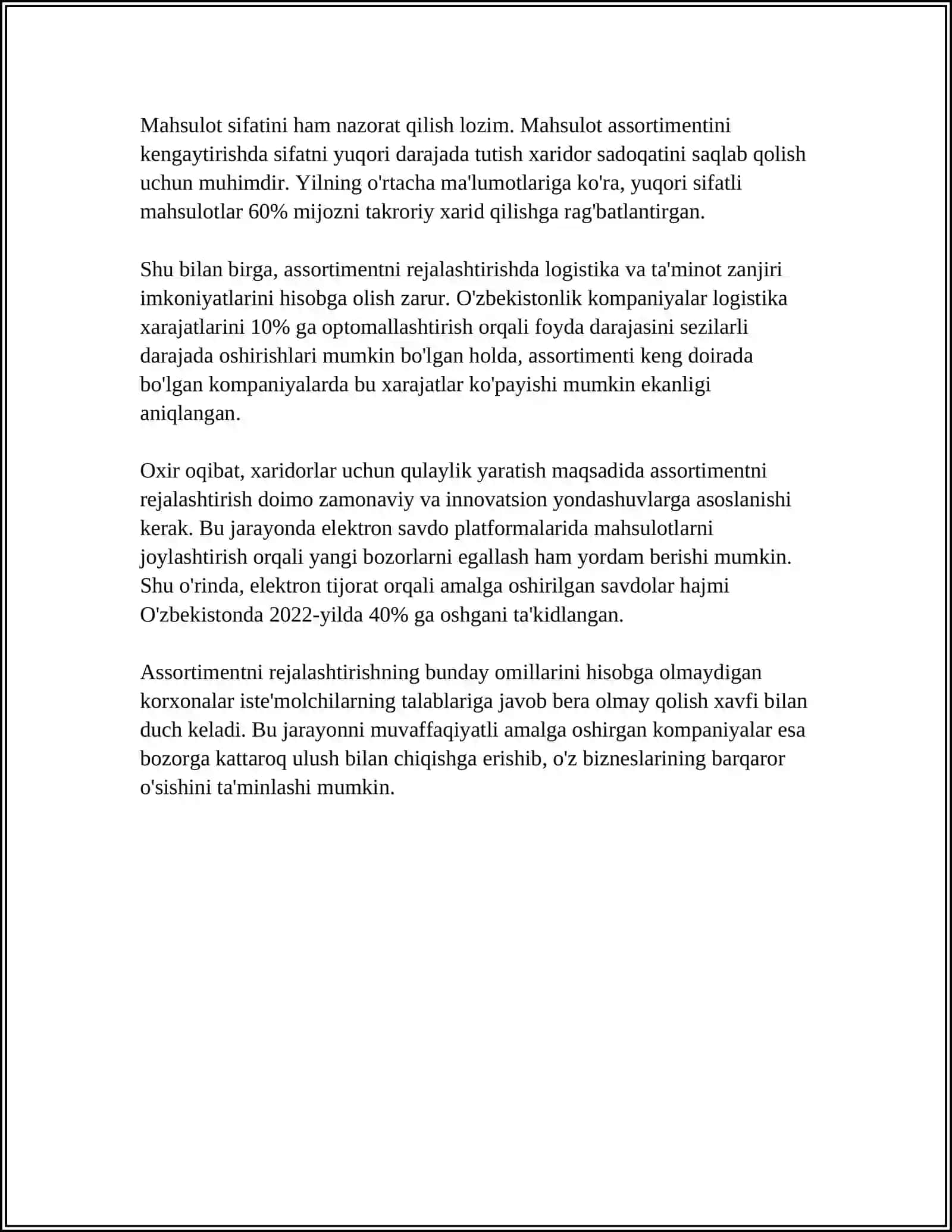 MAHSULOT ASSORTIMENTINI BOSHQARISH 4