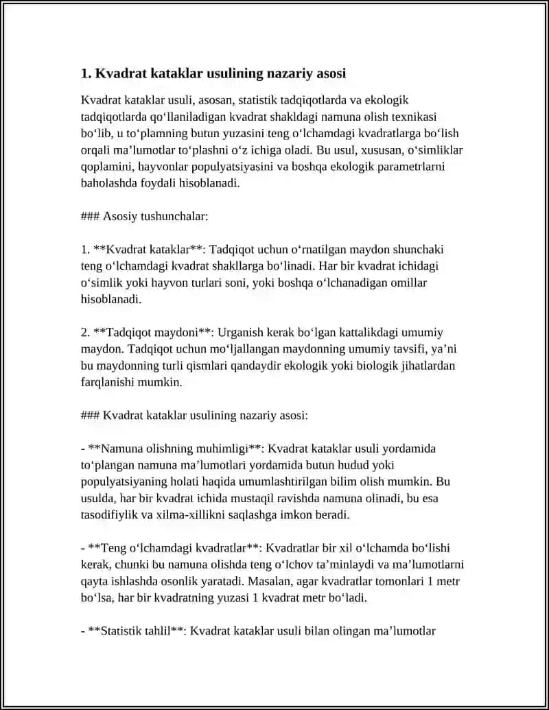 YUZANI NIVELIRLASH KVADRAT KATAKLAR USULI YUZANI NIVELIRLASHDA DALA OLCHASH NATIJALARINI MATEMATIK ISHLAB CHIQISH YUZANI NIVELIRLASH PLANINI TUZISH 4