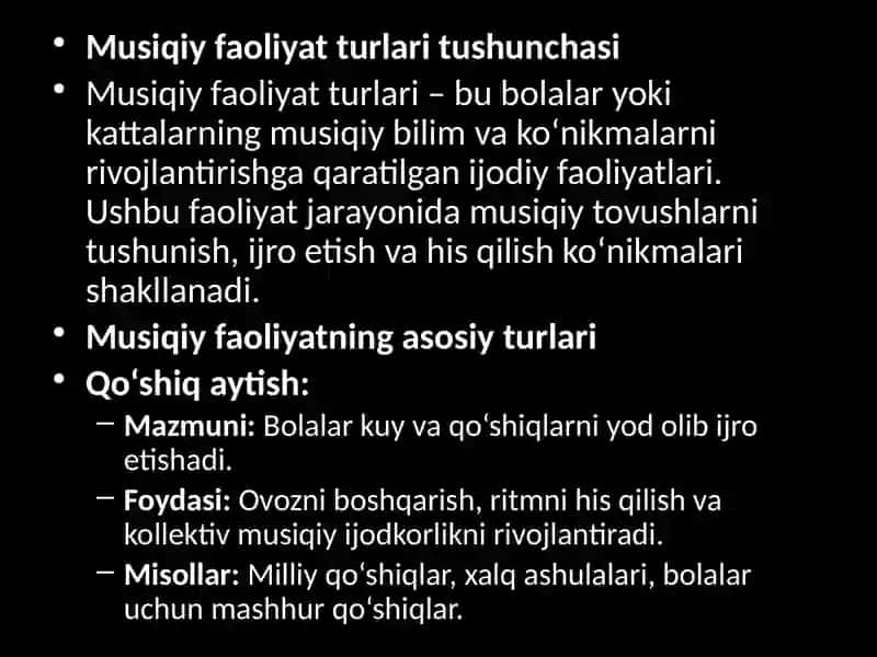 Musiqiy faoliyat turlari 4