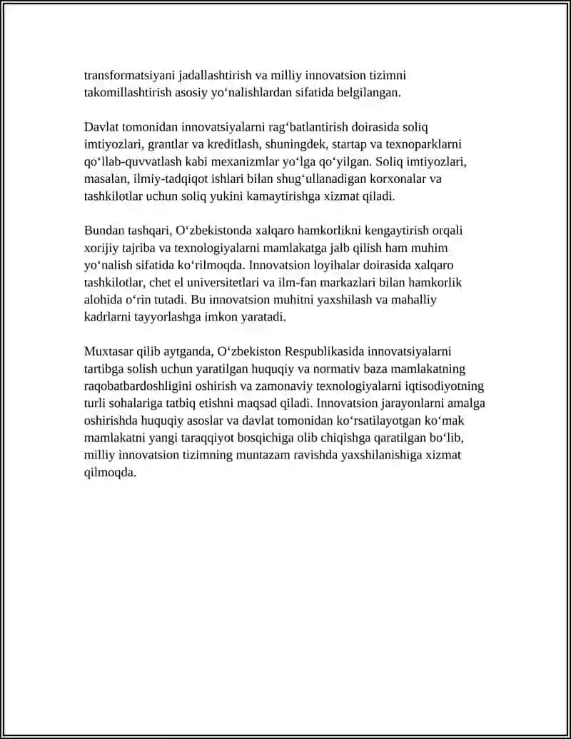 OʻZBEKISTONNING MILLIY INNOVATSION TIZIMI 4