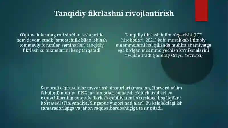 Oʻqitvchining jamiyatda tutgan oʻrni 4