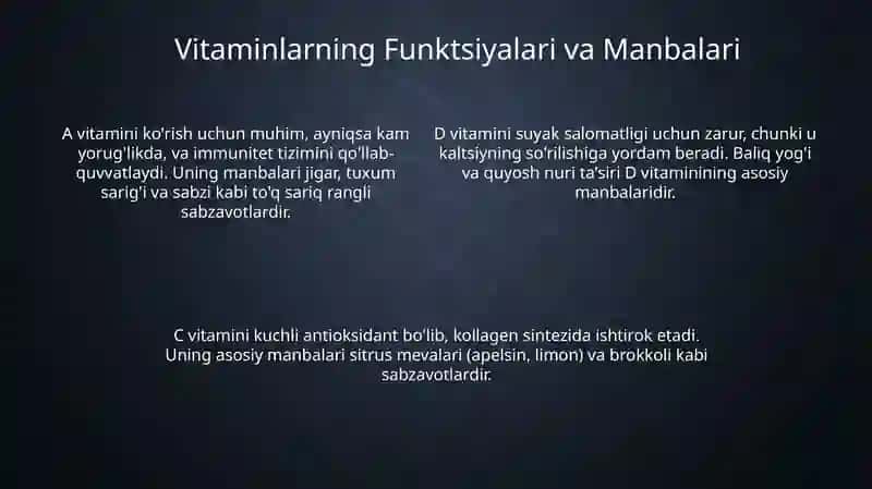 Vitaminlar: Ta'rif va Turlari 4
