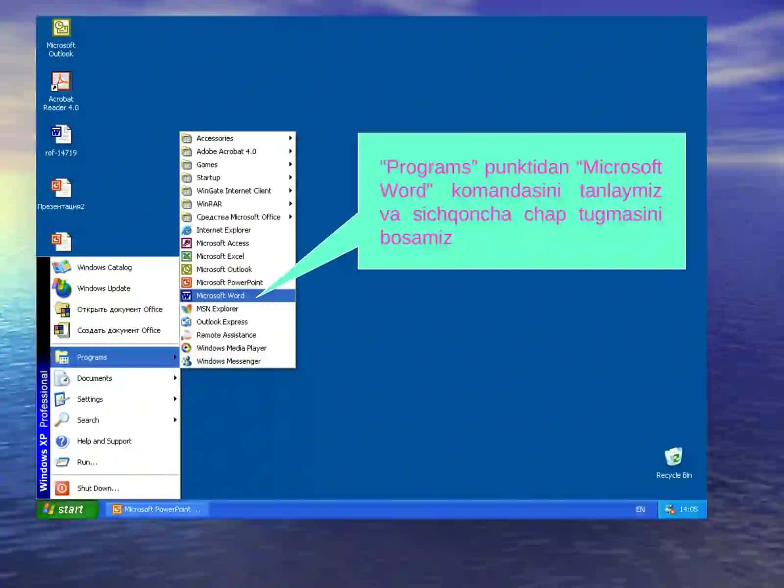 Microsoft Word matnmuharriri bilan ishlash 4