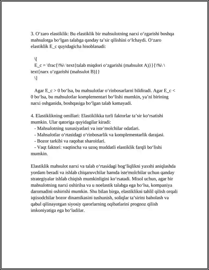 ELASTIKLIK TUSHUNCHASI VA UNING TURLARI 4