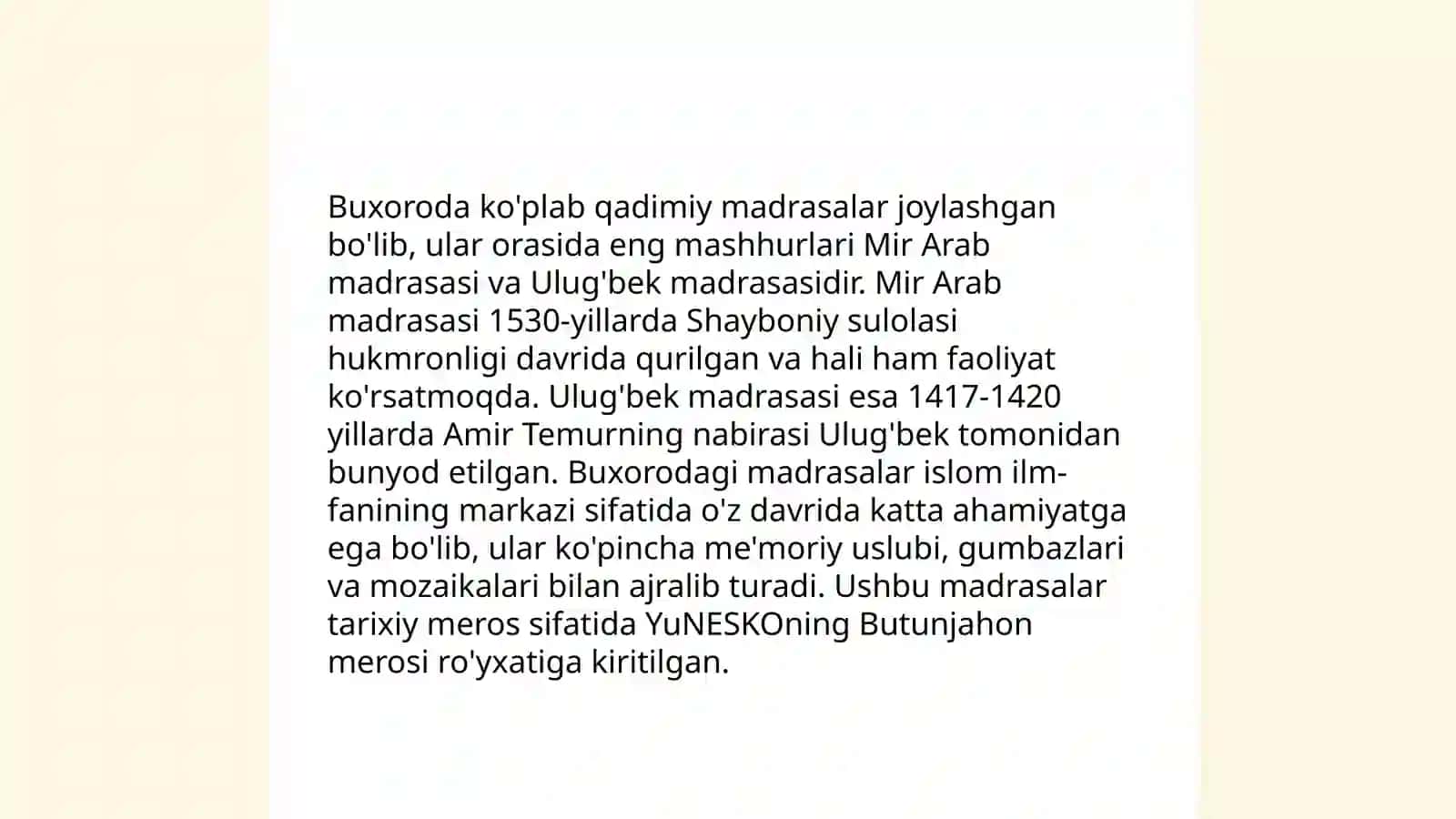 Shayboniylar davridagi me’morchilik va ilm fan 4