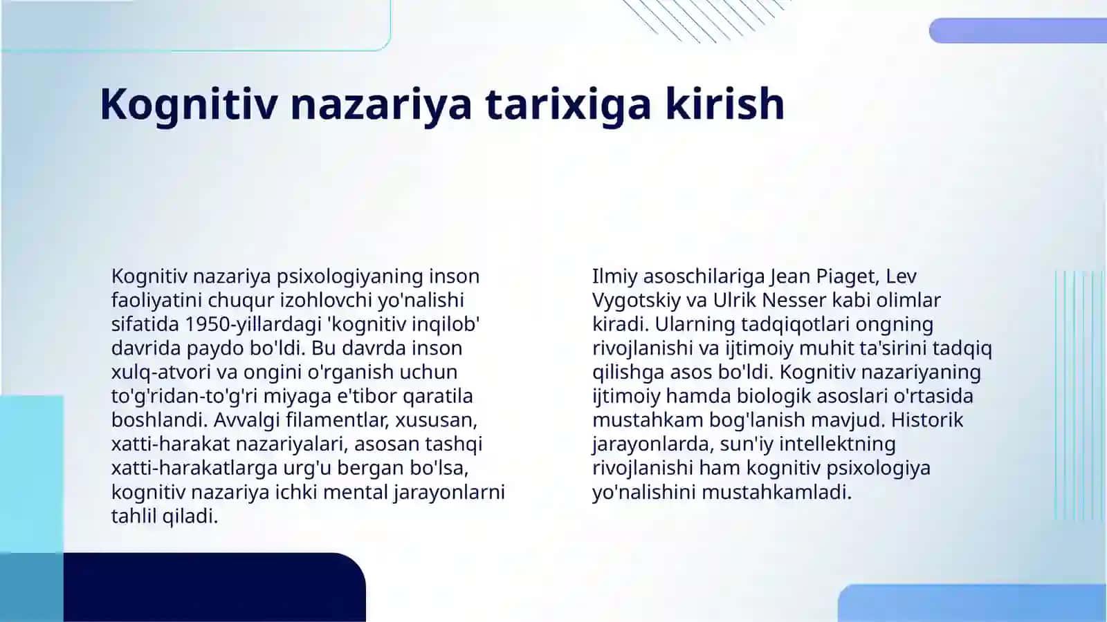 SHAXSNING KOGNITIV NAZARIYALARI 4