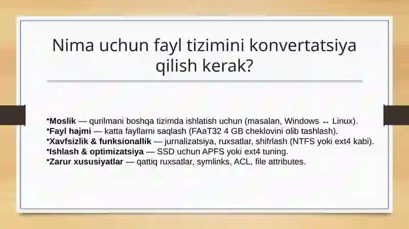 Fayltizimlarinikonvertatsiyaqilish 4
